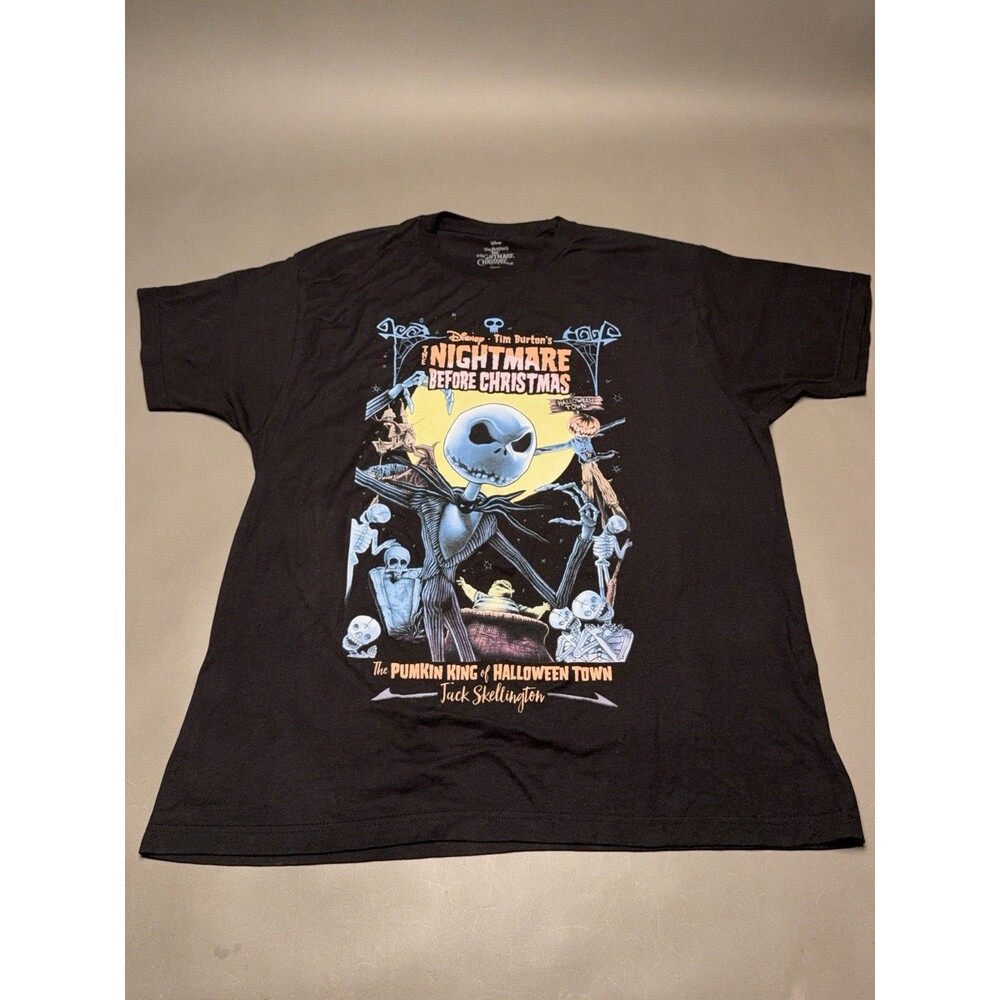 NIGHTMARE BEFORE CHRISTMAS Black Shirt XL Pumpkin King Of Halloween Town DISNEY